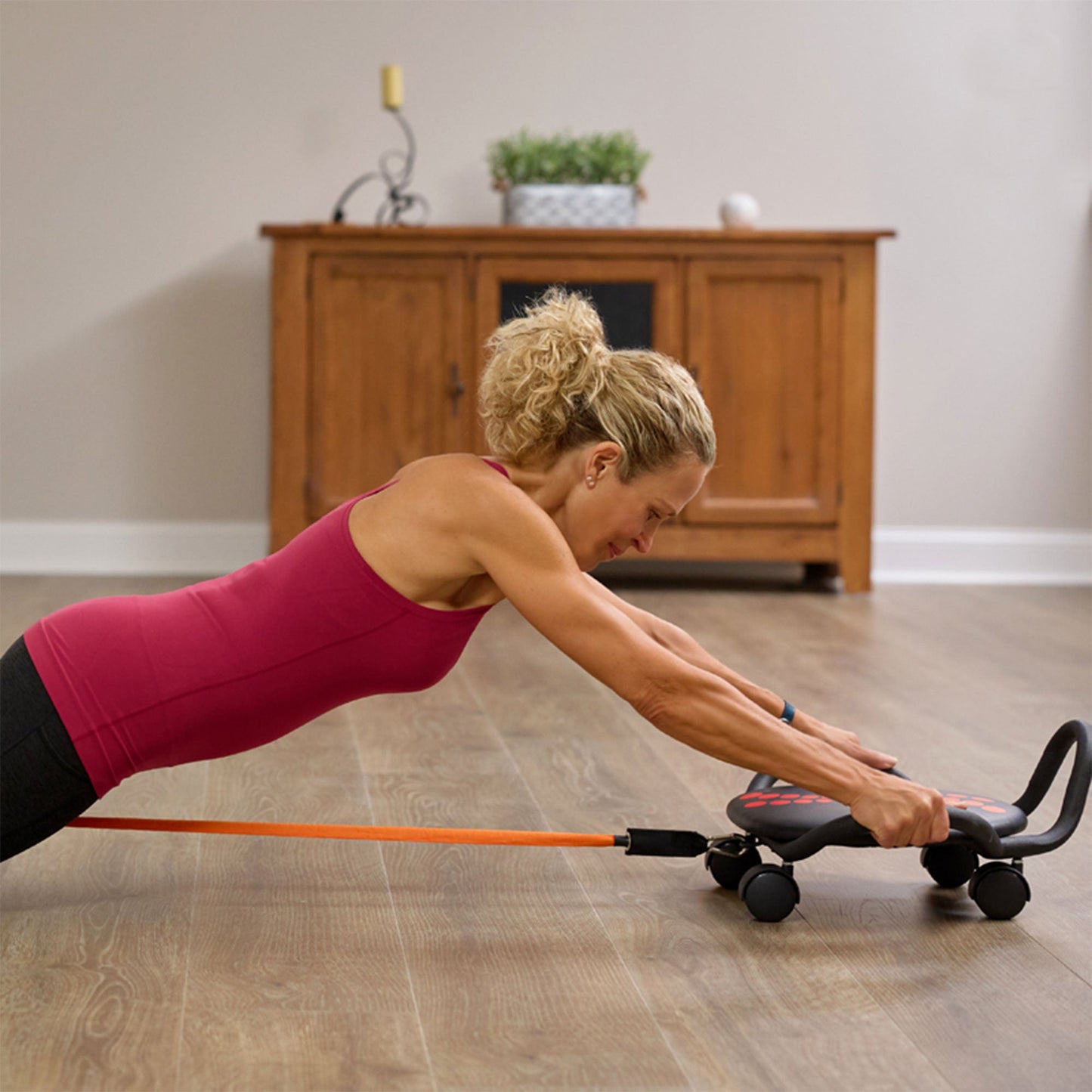 AB Dolly Plus Home Core Fitness Ab Exercise Workout Equipment & Resistance Bands