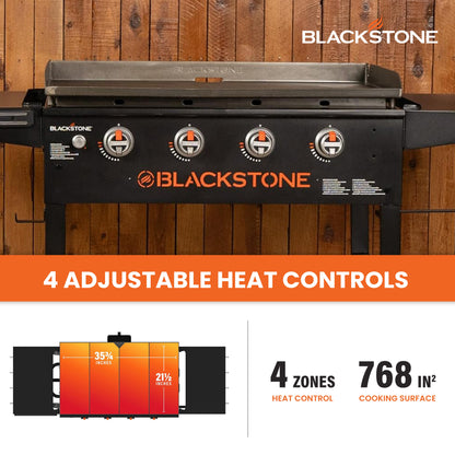 Blackstone Omnivore 36 Inch 4 Burner Outdoor Propane Gas Grill with Side Shelves