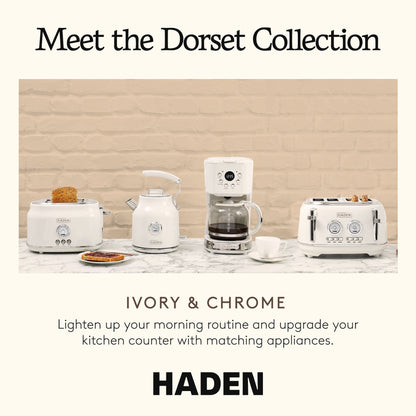 Haden Dorset 1.7 Liter Electric Water Kettle w/ 360-Degree Base, Ivory & Chrome