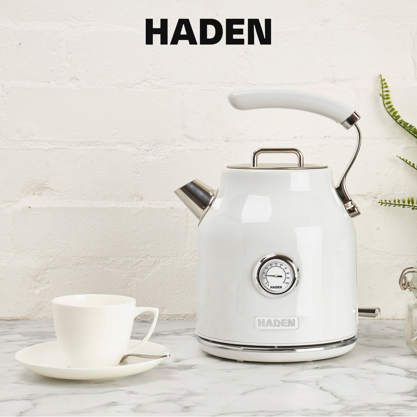 Haden Dorset 1.7 Liter Electric Water Kettle w/ 360-Degree Base, Ivory & Chrome