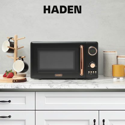 Haden 700 Watt 0.7 Cubic Foot Microwave Oven with Digital Controls, Black/Copper
