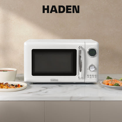 Haden 700 Watt 0.7 Cubic Foot Microwave Oven with Digital Controls, Ivory/Chrome