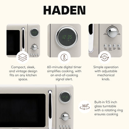 Haden 700 Watt 0.7 Cubic Foot Microwave Oven with Digital Controls, Putty/Chrome