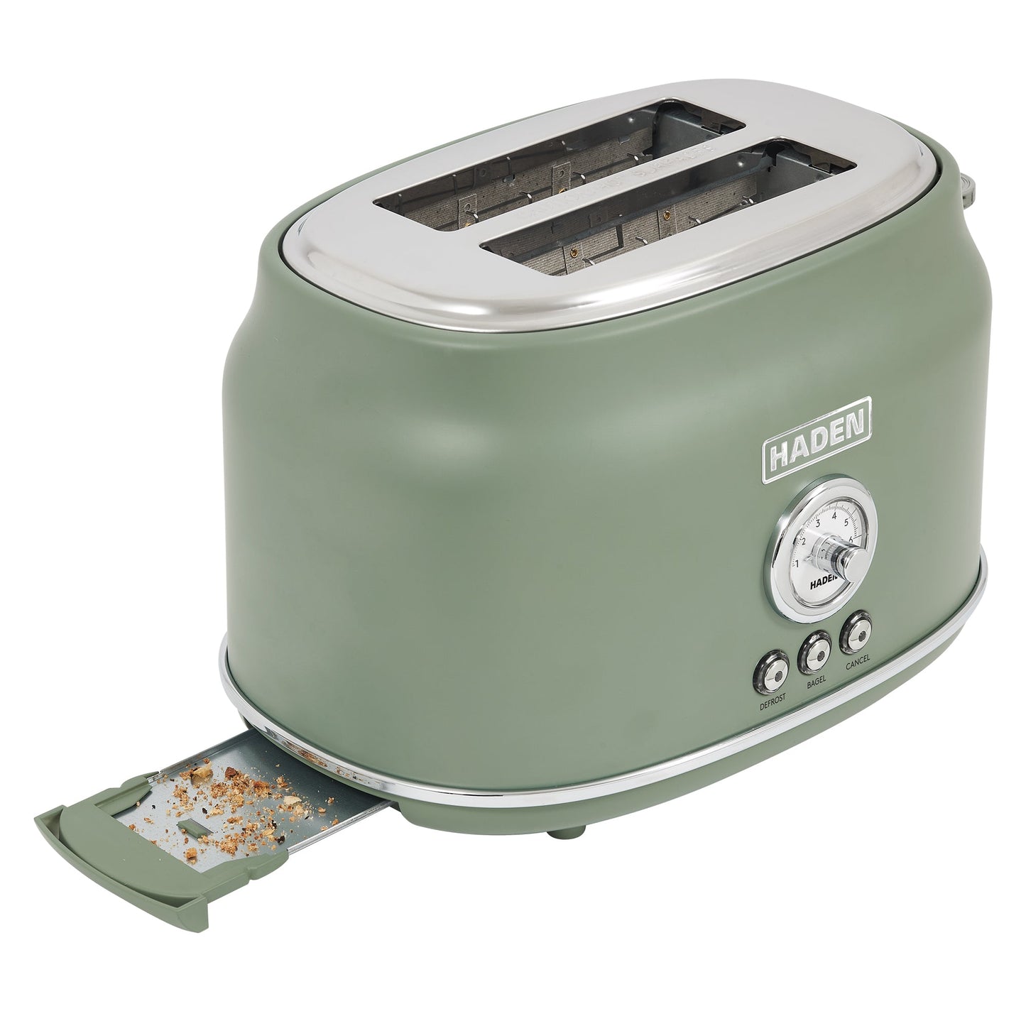 Haden Dorset 2 Slice Wide Slot Stainless Steel Toaster, Cedar Green & Chrome