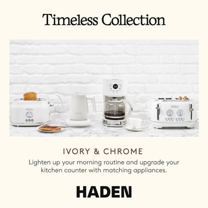 Haden Electric Tea Kettle, Gooseneck Hot Water Boiler, 0.6L Teapot, Ivory/Chrome