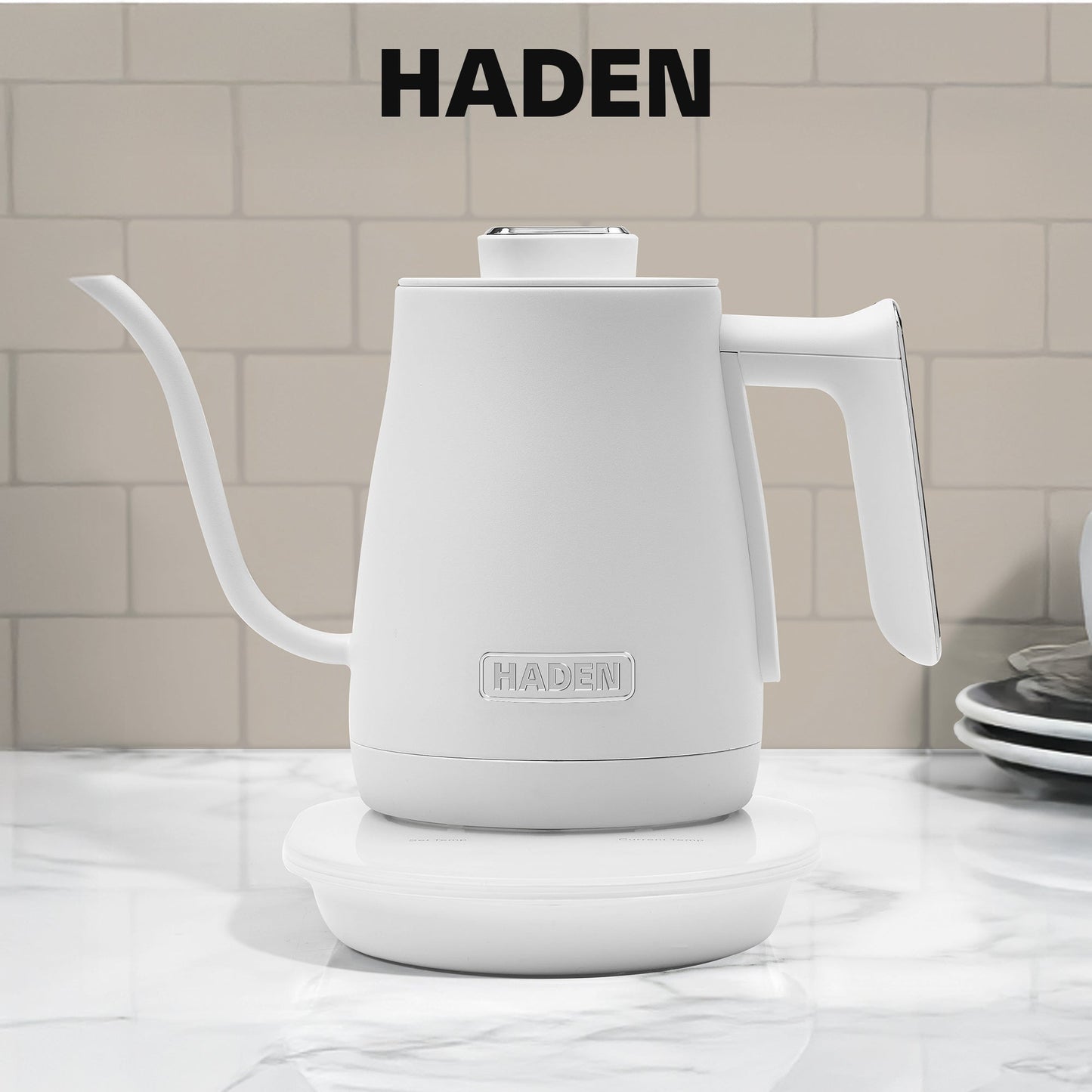 Haden Electric Tea Kettle, Gooseneck Hot Water Boiler, 0.6L Teapot, Ivory/Chrome