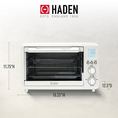 Haden Countertop 6 Slice Toaster Oven Air Fryer Combo for Kitchen, Ivory/Chrome