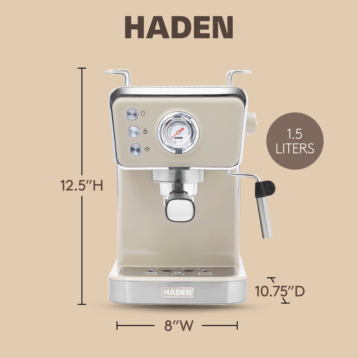 Haden Barista Brew Espresso Coffee Machine 20-Bar Espresso Maker, Putty & Copper