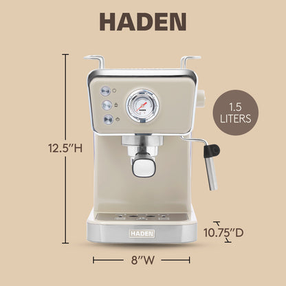 Haden Barista Brew Espresso Coffee Machine 20-Bar Espresso Maker, Putty & Copper