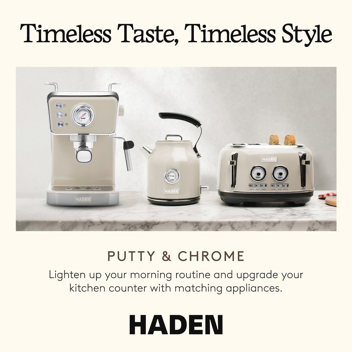 Haden Barista Brew Espresso Coffee Machine 20-Bar Espresso Maker, Putty & Copper