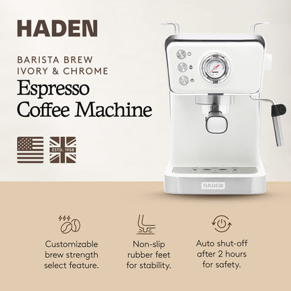 Haden Barista Brew Espresso Coffee Machine 20-Bar Espresso Maker, Ivory & Copper
