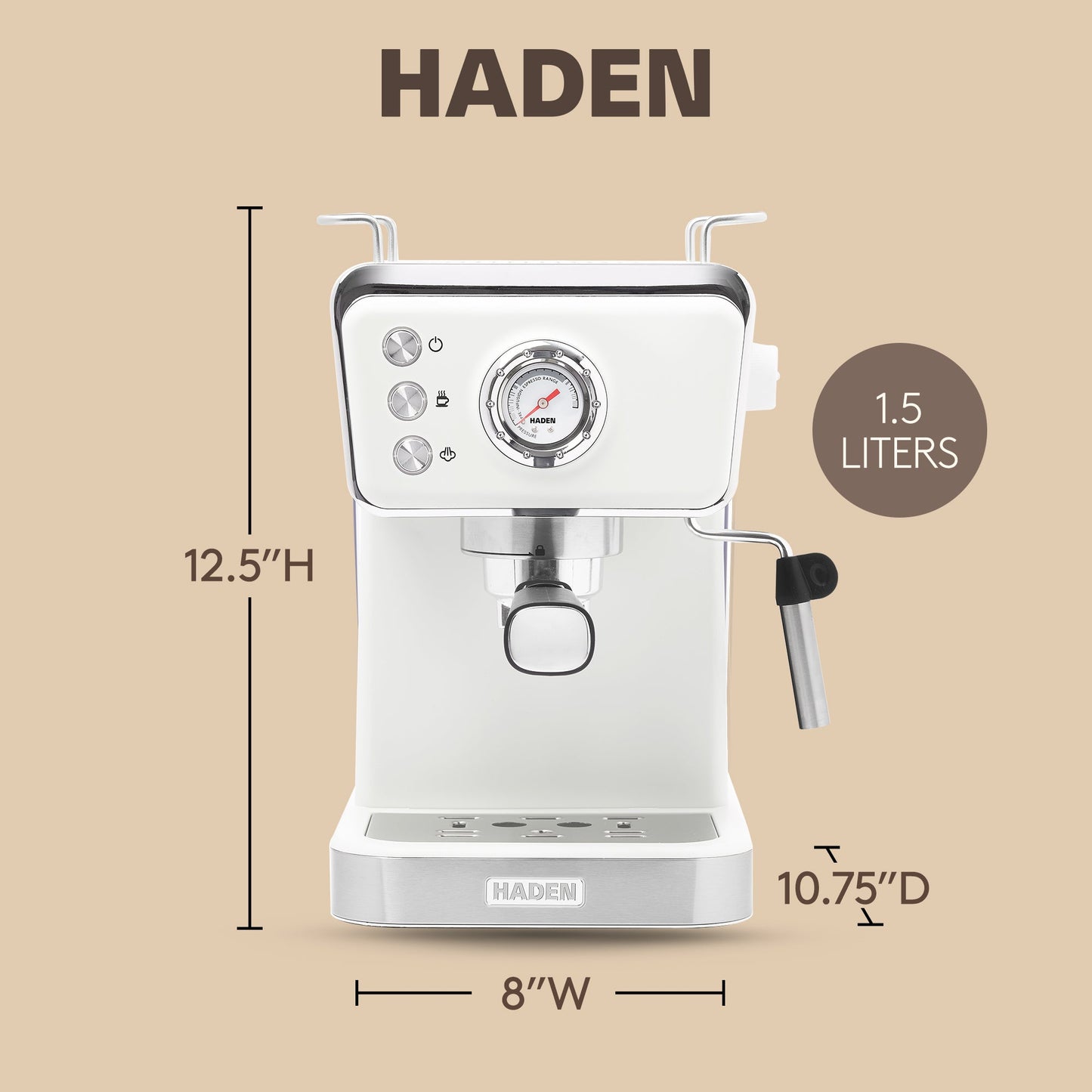 Haden Barista Brew Espresso Coffee Machine 20-Bar Espresso Maker, Ivory & Copper