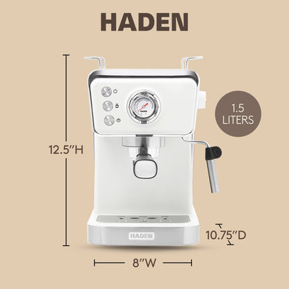Haden Barista Brew Espresso Coffee Machine 20-Bar Espresso Maker, Ivory & Copper