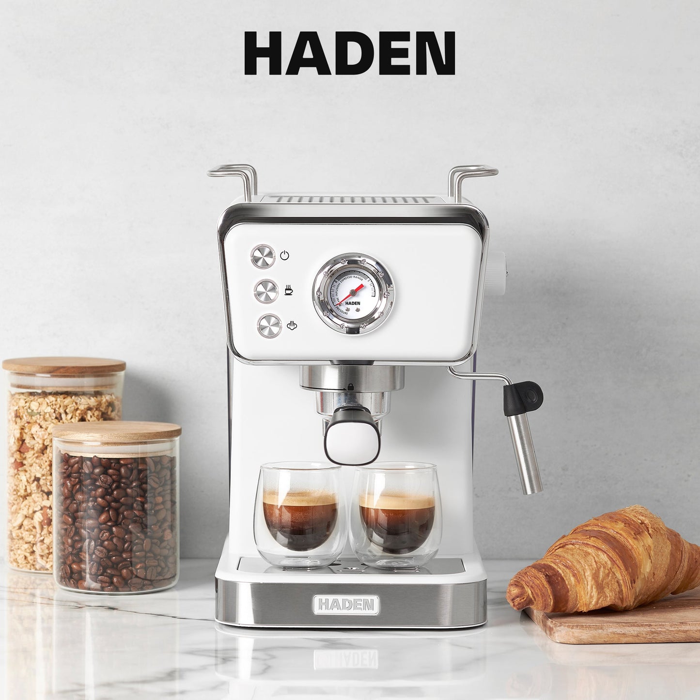 Haden Barista Brew Espresso Coffee Machine 20-Bar Espresso Maker, Ivory & Copper