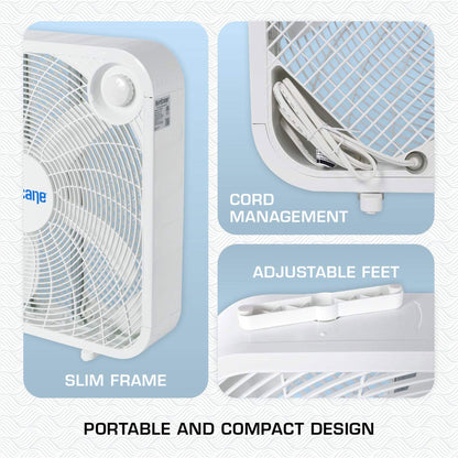 Hurricane 20" Classic Series Floor Box Fan with 3 Speed Settings, 2 Pack, White