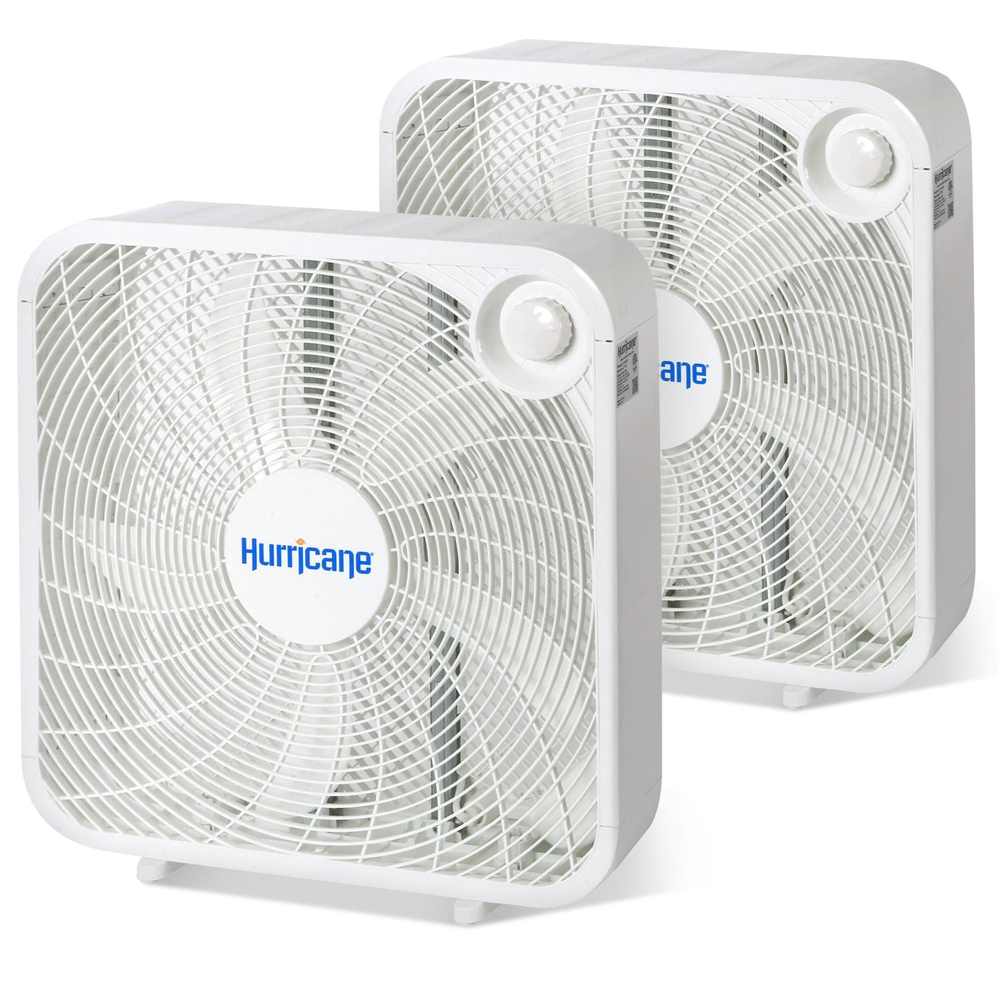 Hurricane 20" Classic Series Floor Box Fan with 3 Speed Settings, 2 Pack, White