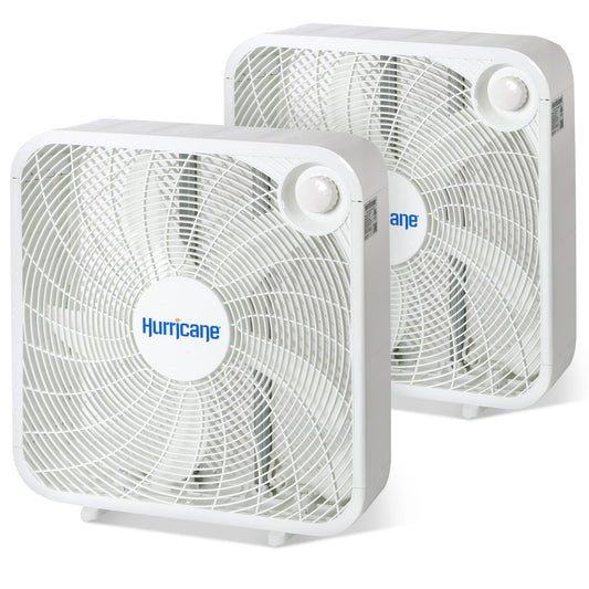 Hurricane 20" Classic Series Floor Box Fan with 3 Speed Settings, 2 Pack, White