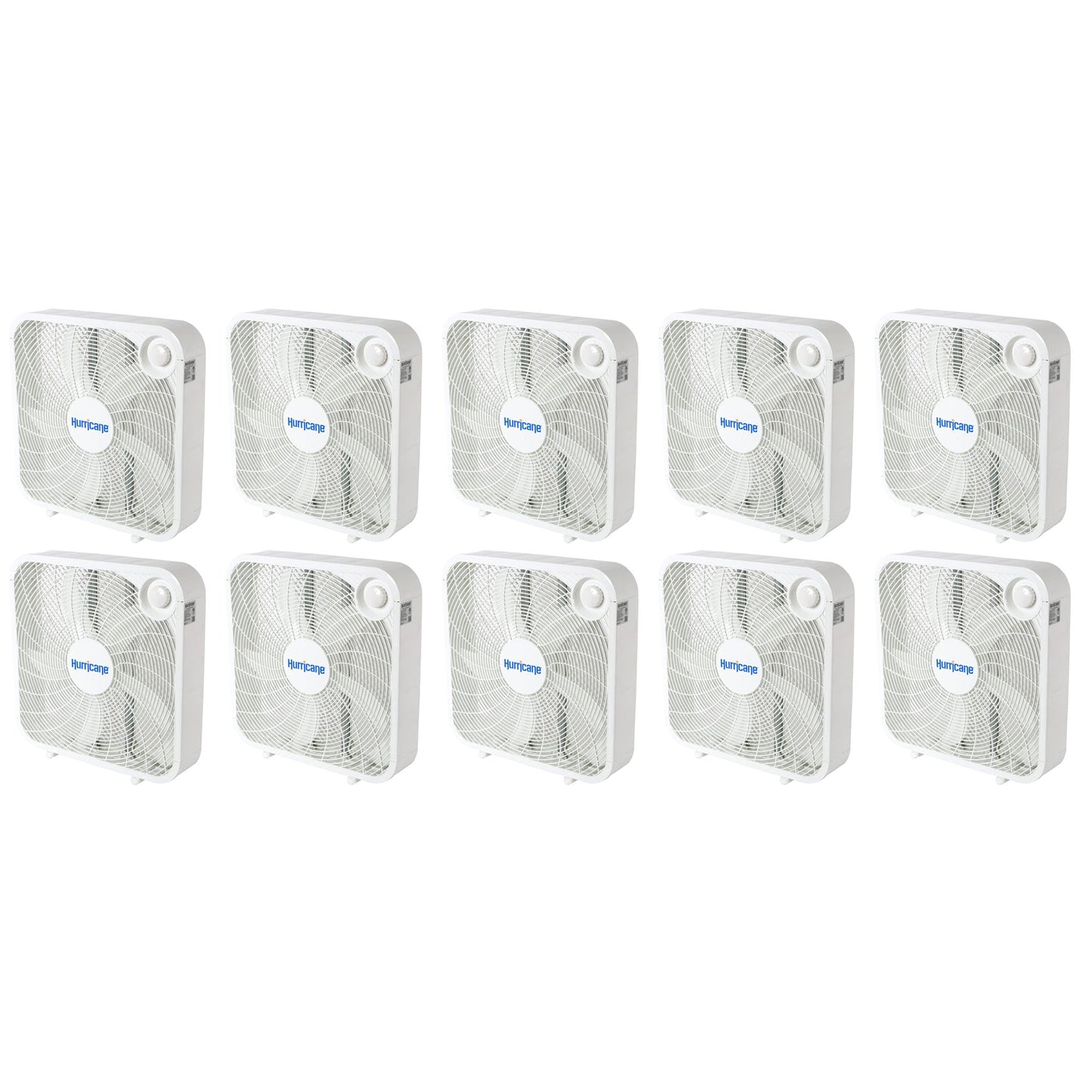 Hurricane 20" Classic Series Floor Box Fan with 3 Speed Settings, 10 Pack, White