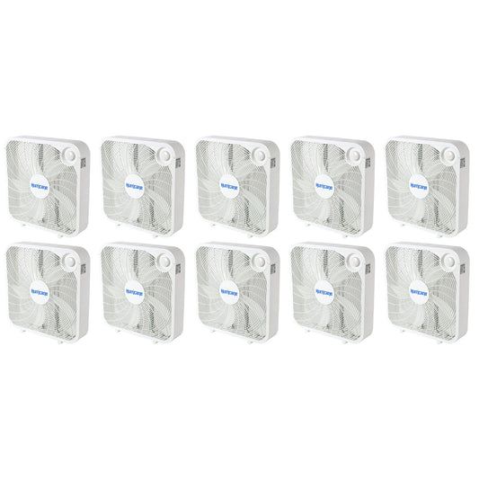 Hurricane 20" Classic Series Floor Box Fan with 3 Speed Settings, 10 Pack, White