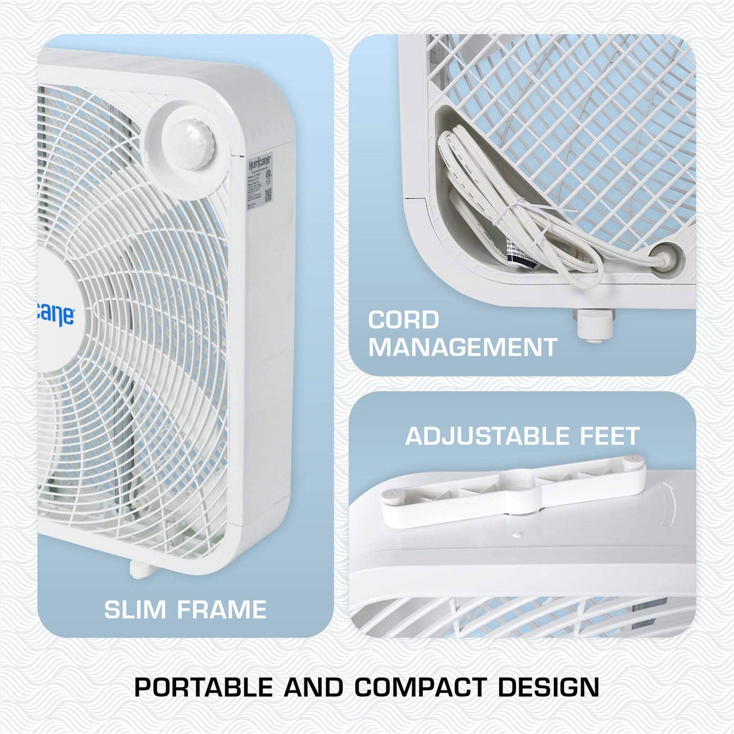 Hurricane 20" Classic Series Floor Box Fan with 3 Speed Settings, 10 Pack, White