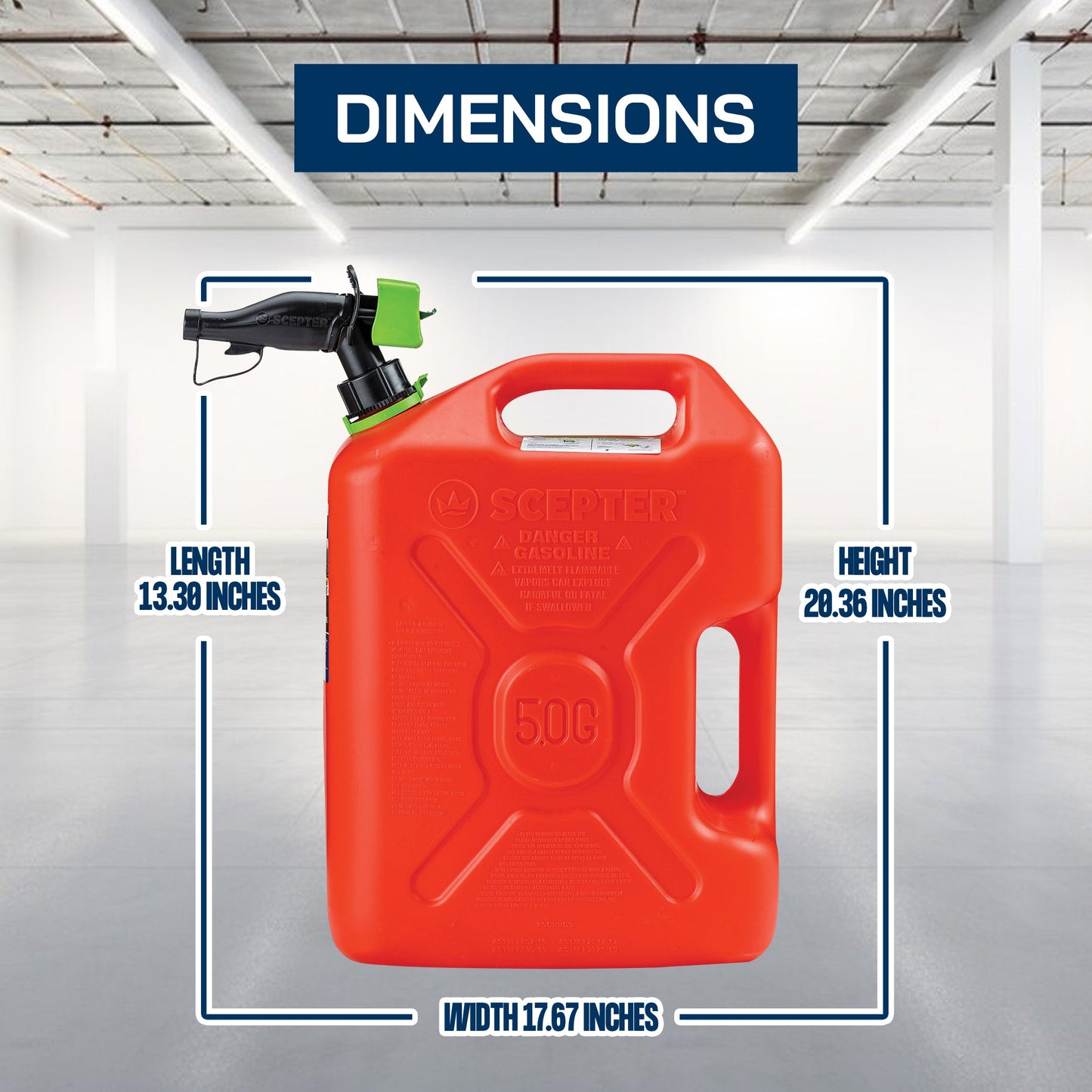 Scepter SmartControl Dual Handle Diesel Gas Container Jug, 5 Gal, 4 Pack, Red