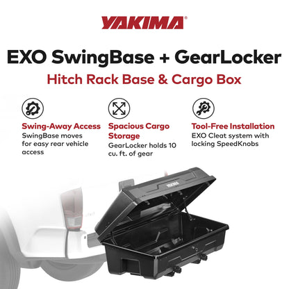 Yakima EXO SwingBase Hitch Base Rack & EXO GearLocker Vehicle Rooftop Cargo Box