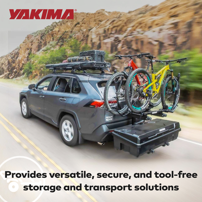 Yakima EXO SwingBase, GearLocker Box, TopShelf Rack and GearWarrior Basket Mount