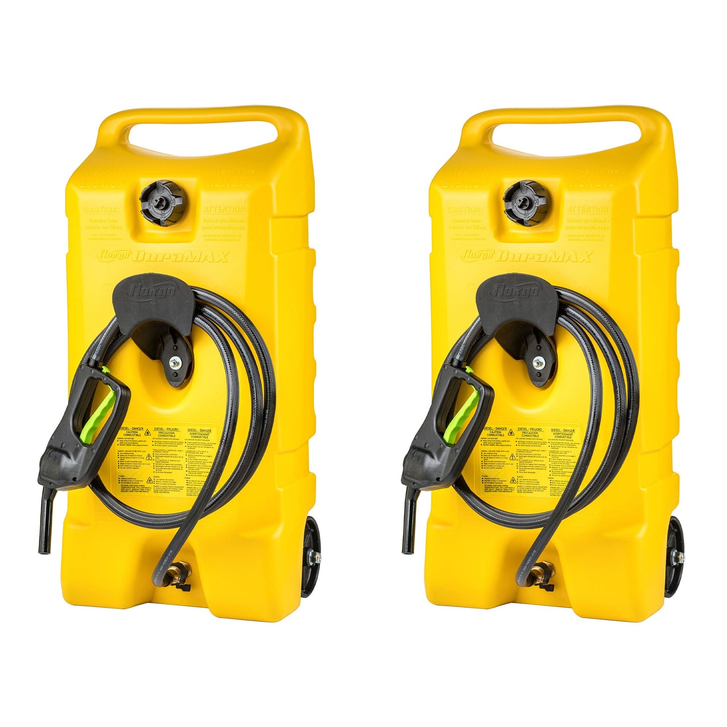Scepter Flo N Go Duramax 14 Gal Diesel Fuel Tank Container Pump, 2 Pack, Yellow