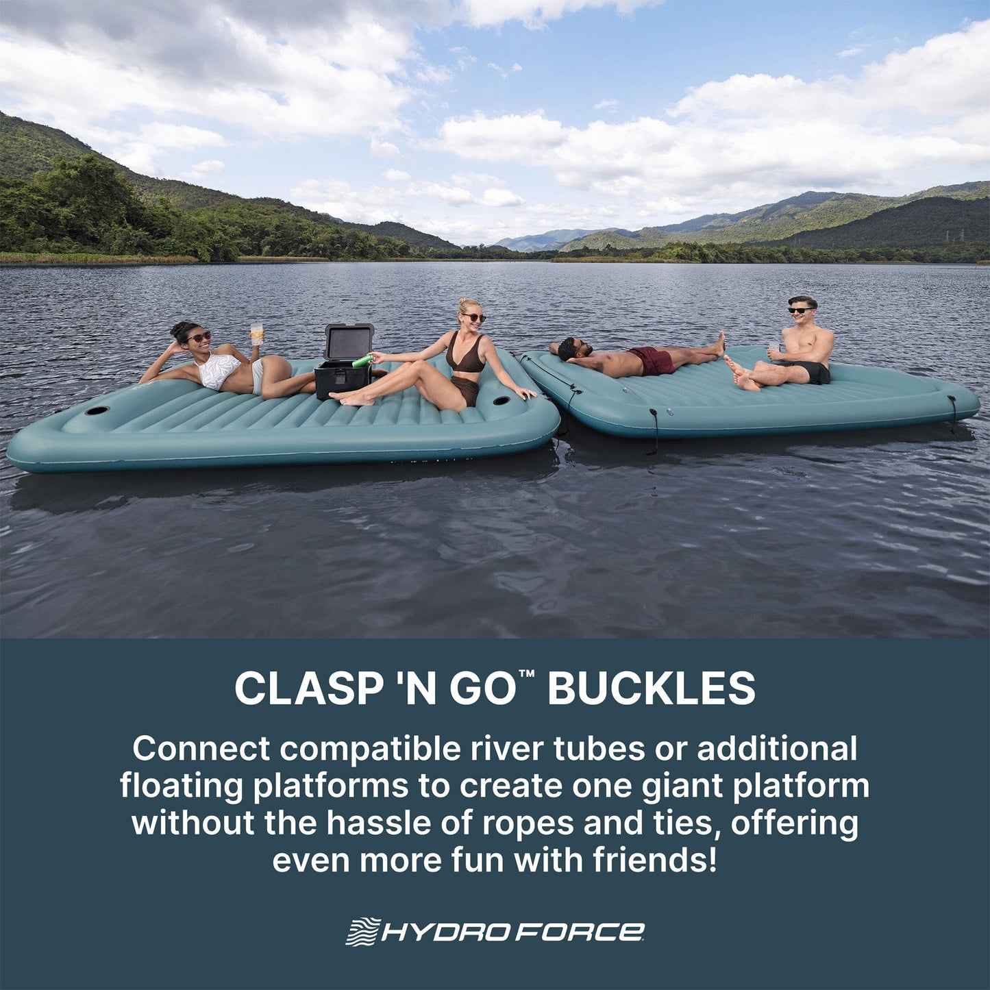 Bestway Hydro-Force Sun Soaker Inflatable 4 Person Water Float Platform Lounger