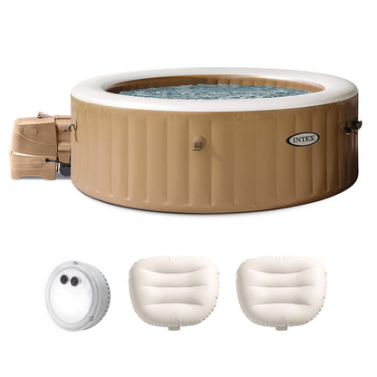 Intex PureSpa 6 Person Inflatable Spa, Multicolor Light, and Headrest (2 Pack)