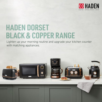 Haden 700W Countertop Microwave & Dorset 1.7L Electric Kettle, Black & Copper