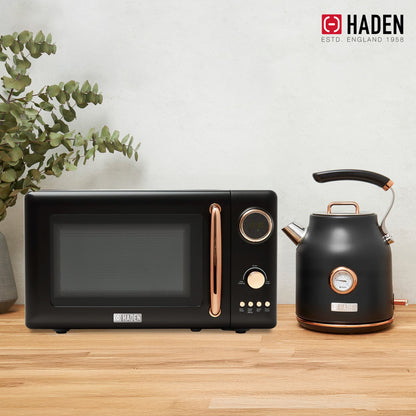 Haden 700W Countertop Microwave & Dorset 1.7L Electric Kettle, Black & Copper