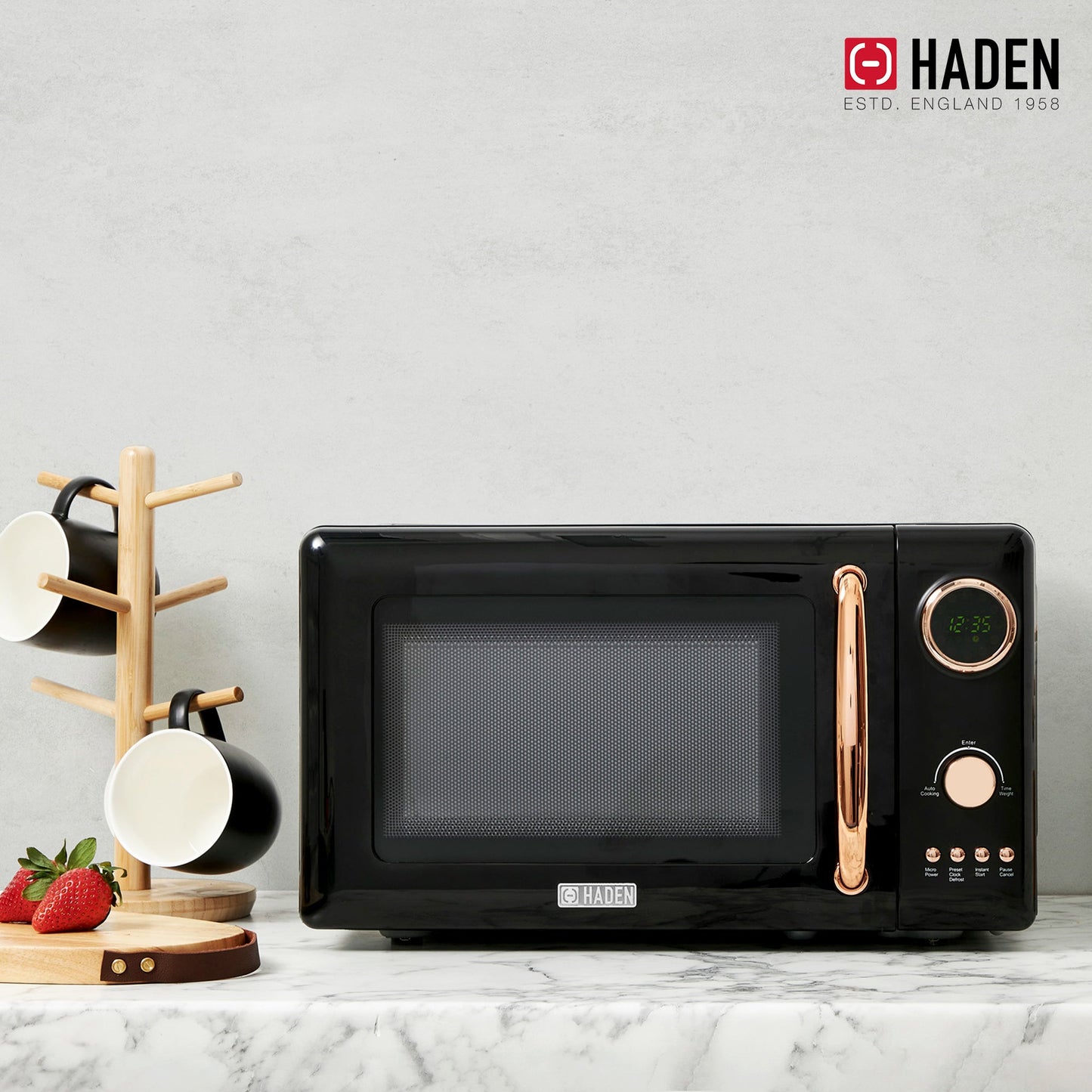 Haden 700W Countertop Microwave & Dorset 1.7L Electric Kettle, Black & Copper