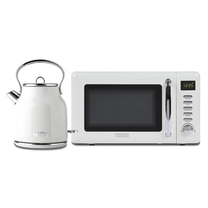 Haden Heritage Compact Microwave & 1.7L Electric Water Kettle, Ivory & Chrome