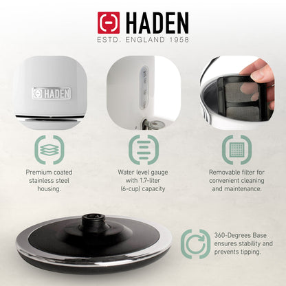 Haden Heritage Compact Microwave & 1.7L Electric Water Kettle, Ivory & Chrome