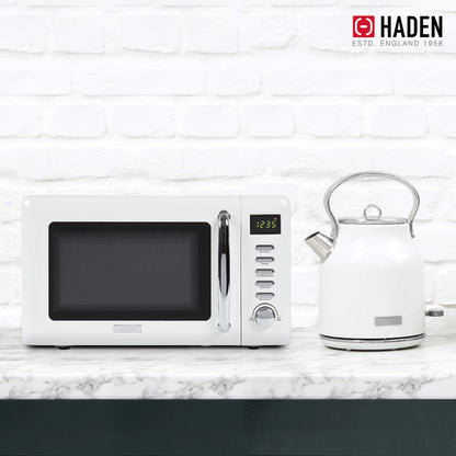 Haden Heritage Compact Microwave & 1.7L Electric Water Kettle, Ivory & Chrome