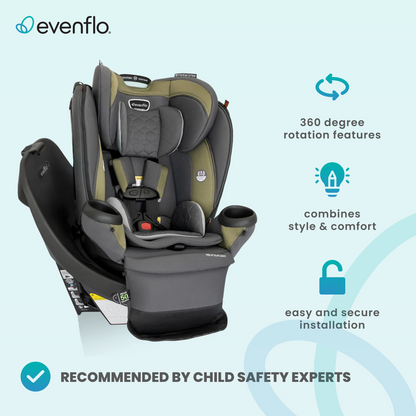 Evenflo Revolve360 Extend Rotational Convertible Child Car Seat, Rockland Green