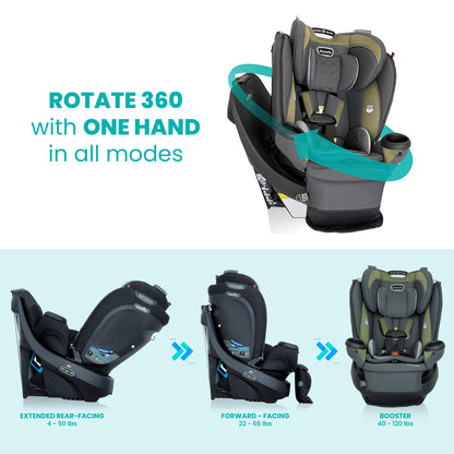 Evenflo Revolve360 Extend Rotational Convertible Child Car Seat, Rockland Green