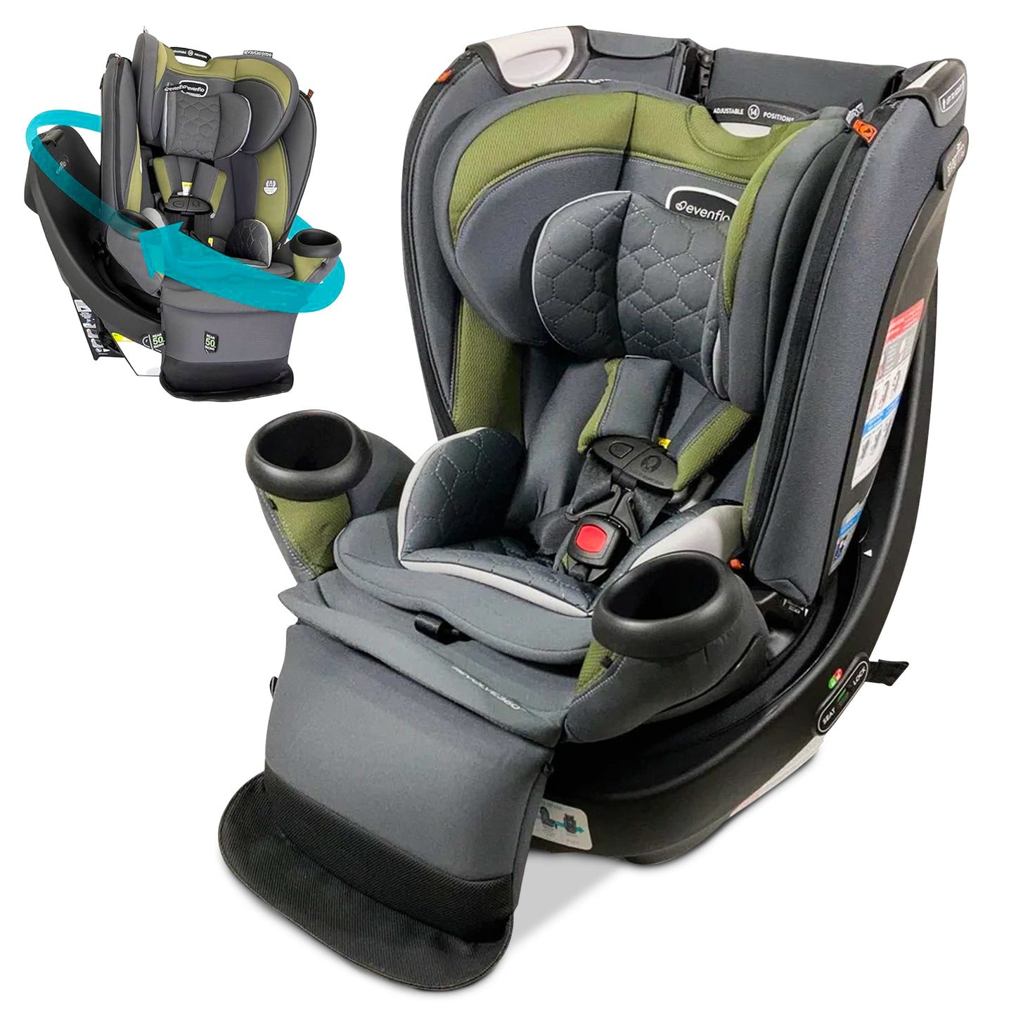 Evenflo Revolve360 Extend Rotational Convertible Child Car Seat, Rockland Green