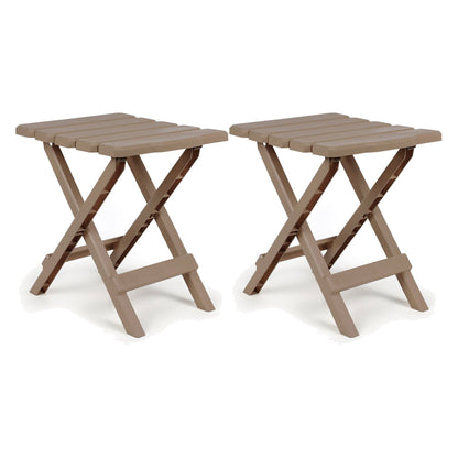 Camco Adirondack Portable Camping Plastic Folding Side Table, 2 Pack, Taupe