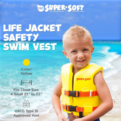 TRC Recreation Super Soft Child Life Jacket Safety Vest, X Small, 2 Pack, Yellow