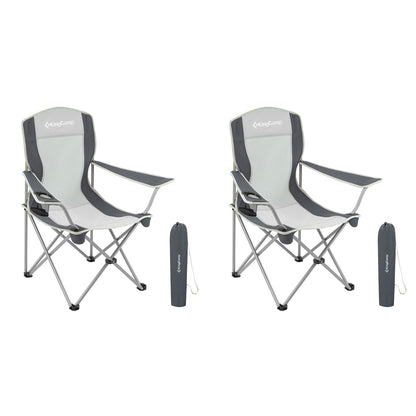 KingCamp Lightweight Foldable Outdoor Camping Lounger Chair, 2 Pack, Black/Grey