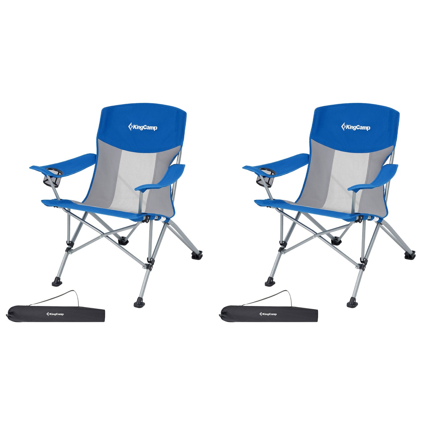KingCamp Lightweight Foldable Outdoor Camping Lounger Chair, 2 Pack, Blue/Grey