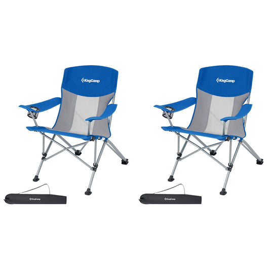 KingCamp Lightweight Foldable Outdoor Camping Lounger Chair, 2 Pack, Blue/Grey