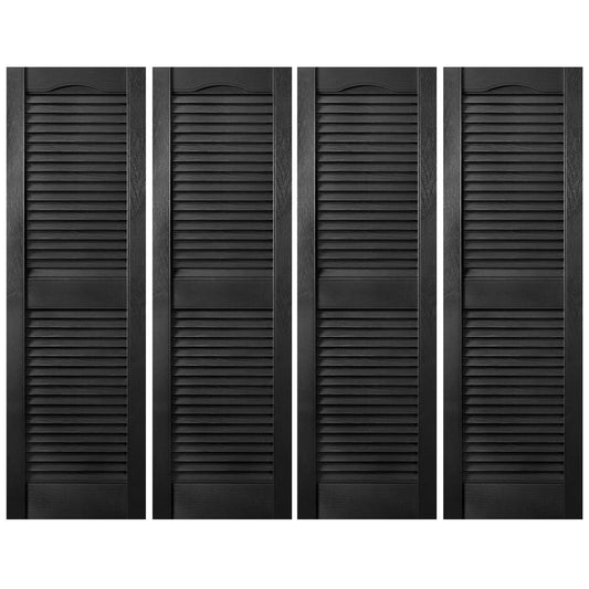 Plastic Development Group 14x67" Exterior Vinyl Louvered Shutters, 4 Pack, Black