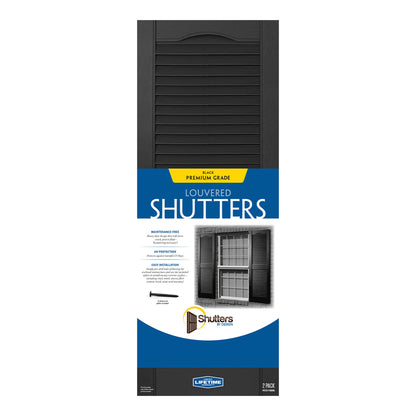 Plastic Development Group 14x67" Exterior Vinyl Louvered Shutters, 4 Pack, Black
