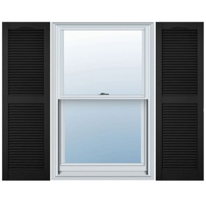 Plastic Development Group 14x71" Exterior Vinyl Louvered Shutters, 4 Pack, Black