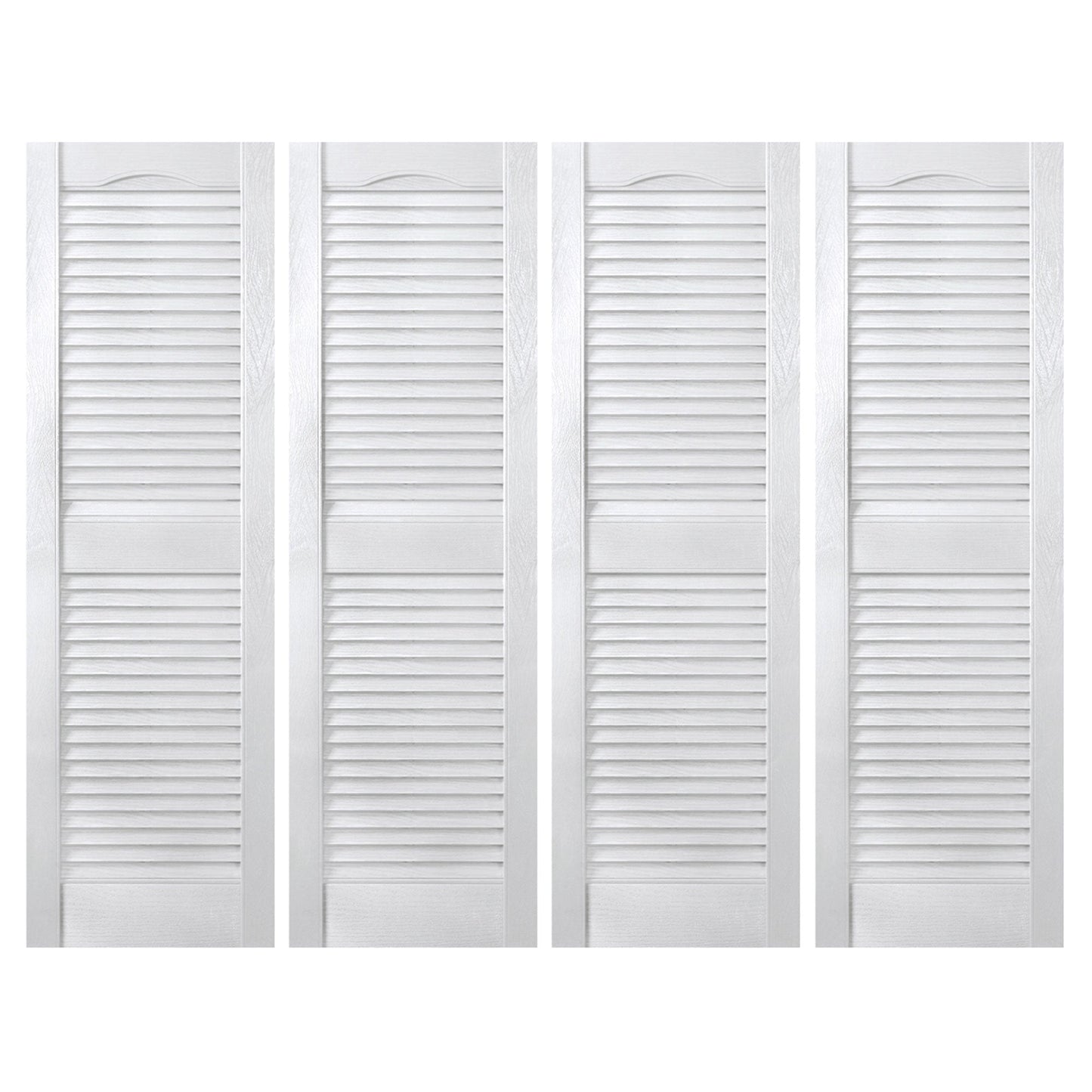Plastic Development Group 14 x 43 Inch Vinyl Louvered Shutters, 4 Pack, White