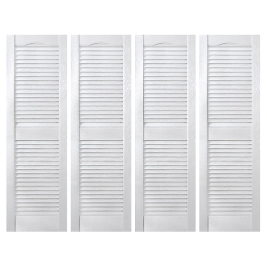 Plastic Development Group 14 x 43 Inch Vinyl Louvered Shutters, 4 Pack, White