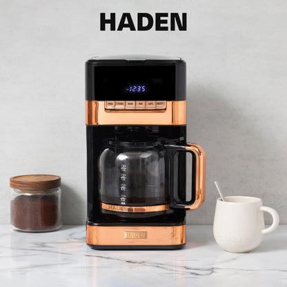 Haden Quintessential 12 Cup Programmable Digital Coffee Maker, Black/Copper